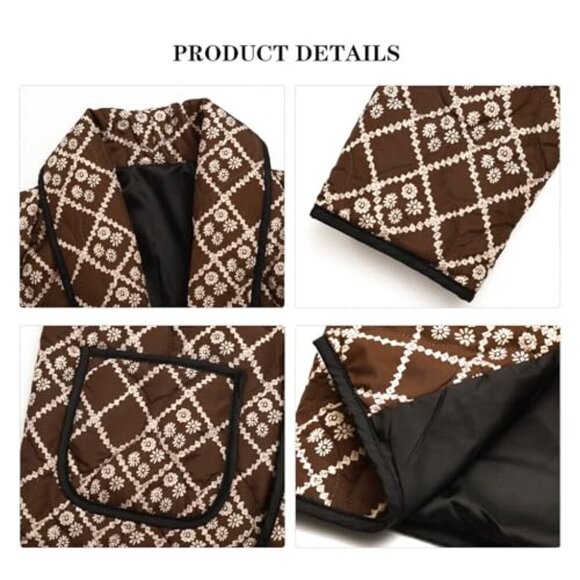 Cropped Quilted Puffer Jacket Oversized Y2K Chic Packable Lightweight Winter - Picture 6 of 6